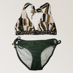 Army Green Summer Bikini, Adjustable Tropical Beach Swimwear, Size S